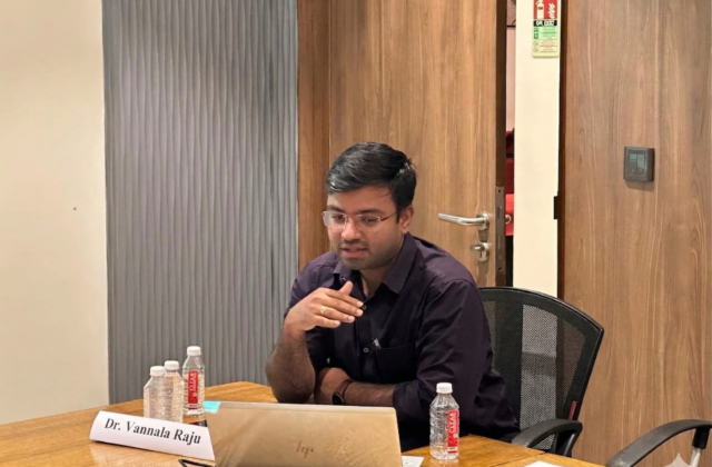 Dr. Vannala Raju speaking at the xcube LABS Digital-Ready Hospital Leadership Roundtable, discussing digital health transformation and pediatric care workflows.