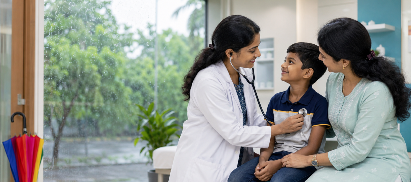 Pediatrician checking child