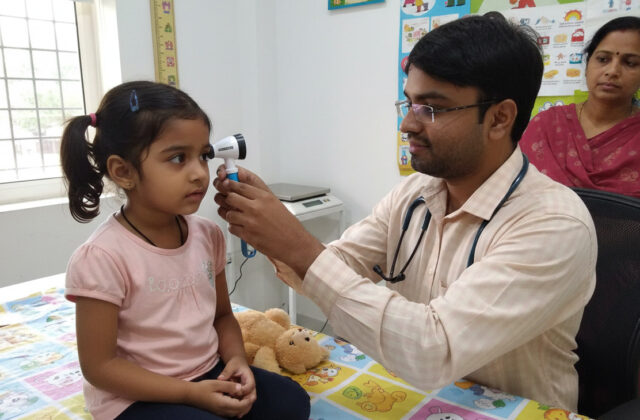 Best Pediatrician children specialist checking a child